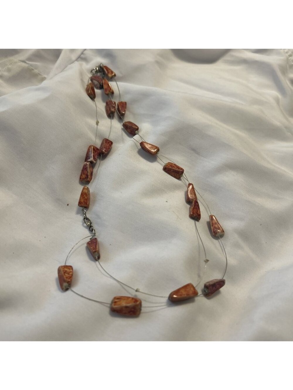 Ceramic Graduated Polished Nuggets Double Strand Necklace-Vintage 24”